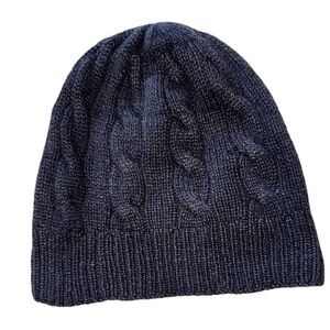 100% CASHMERE Luxe Black Cable Knit Skull Watch Cap Beanie | Clean ZERO Defects